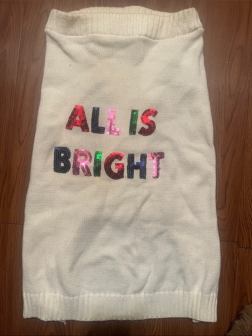 Cozy Cream Dog Knit Sweater